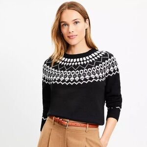 LOFT Fair Isle Everyday Sweater Women’s Small Petite Black